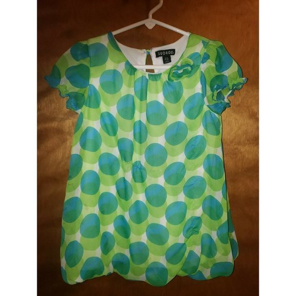 Girls George Geometric Blue/Green Shirt
